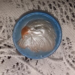 Bald Eagle Head Handmade Round Cameo Brooch